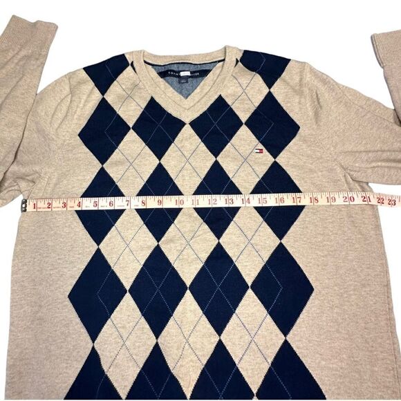 Tommy Hilfiger Argyle Pattern Cotton Sweater - Picture 4 of 8